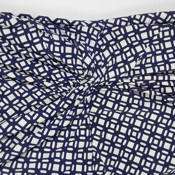 Lauren Ralph Lauren Navy White Geometric Knee length Dress Edgy MOD Sz.16 - Picture 3 of 10